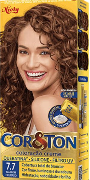 COLORAÇÃO COR E TON 7.7 MARROM DOURADO