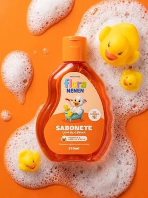 SABONETE LIQUIDO FLORA NENEN 210ML DA CABEÇA AOS PES BANHO DE ALEGRIA
